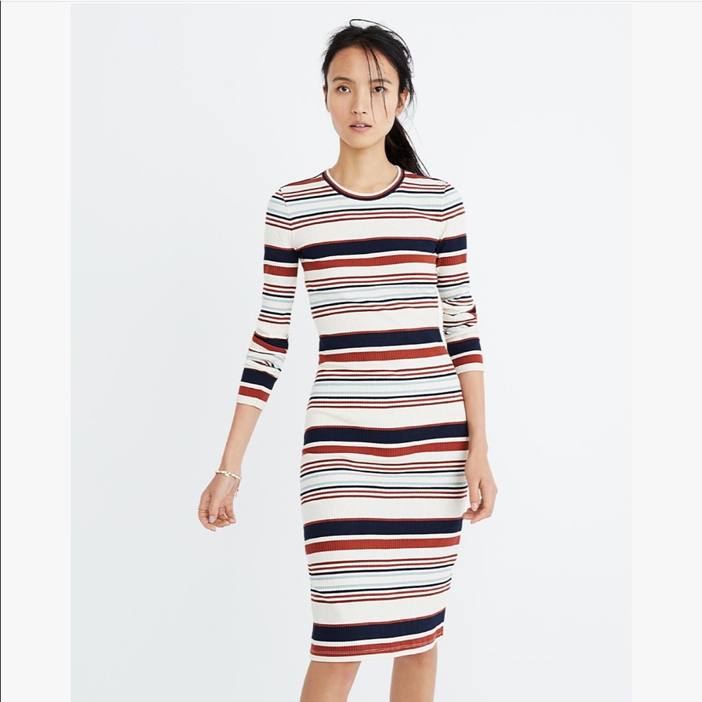 Madewell ribbed long sleeve midi dress